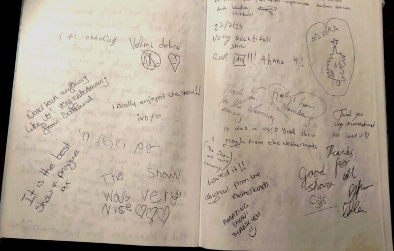 Black light theatre guestbook